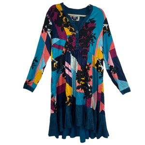 NWT Anthropologie Maeve Gillian Abstract Colorblock Shirt Dress Size Large